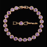 Purple Cubic Zirconia Stone Charm Link Bracelet Wedding Jewelry