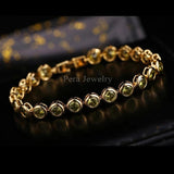 Purple Cubic Zirconia Stone Charm Link Bracelet Wedding Jewelry