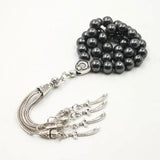 Men's Hematite Tasbih with Metal Tassel - 33 66 99 Beads