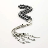 Men's Hematite Tasbih with Metal Tassel - 33 66 99 Beads