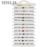 12pcs Hematite Cross Charm Bracelets Set Women