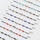 12pcs Hematite Cross Charm Bracelets Set Women