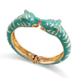 KAYMEN Leopard Head Cuff Bangle Gold-Plating Enamel Bracelet