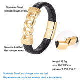 Men's Stainless Steel Leather Rope Magnetic Clasp Bracelet