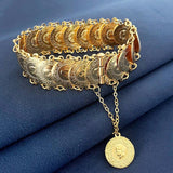 Ottoman Totem Chain Bracelet Coin Cuff Bangles for Bridal Ethnic Bijoux