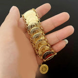 Ottoman Totem Chain Bracelet Coin Cuff Bangles for Bridal Ethnic Bijoux