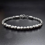 6MM Tiger Eye Stone Men's Beaded Bracelet Stainless Steel Chain