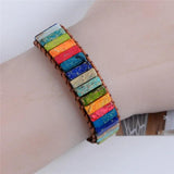 Multicolor Chakra Wrap Bracelet Boho Natural Stone Leather Beaded Power Bracelet