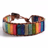 Multicolor Chakra Wrap Bracelet Boho Natural Stone Leather Beaded Power Bracelet