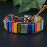 Multicolor Chakra Wrap Bracelet Boho Natural Stone Leather Beaded Power Bracelet