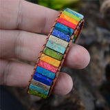 Multicolor Chakra Wrap Bracelet Boho Natural Stone Leather Beaded Power Bracelet