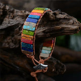 Multicolor Chakra Wrap Bracelet Boho Natural Stone Leather Beaded Power Bracelet