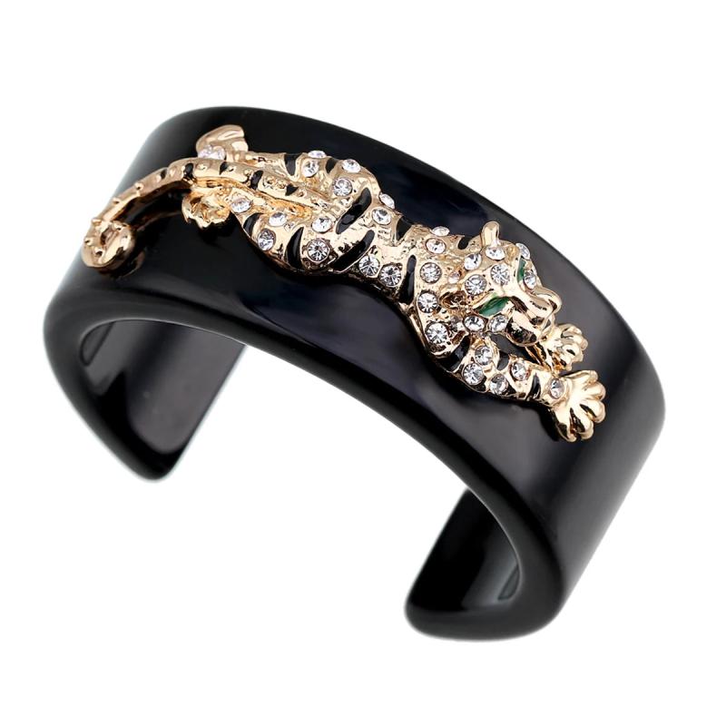 Animal Style Tiger Resin Cuff Bracelet Enamel Statement for Women