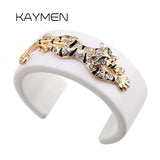 Animal Style Tiger Resin Cuff Bracelet Enamel Statement for Women