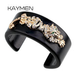 Animal Style Tiger Resin Cuff Bracelet Enamel Statement for Women