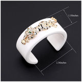 Animal Style Tiger Resin Cuff Bracelet Enamel Statement for Women