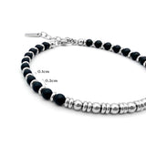 Classic Stone Beaded Bracelet Stainless Steel Chain Couple Jewelry Gift