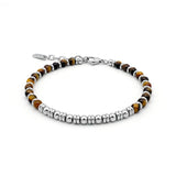 Classic Stone Beaded Bracelet Stainless Steel Chain Couple Jewelry Gift