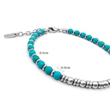 Classic Stone Beaded Bracelet Stainless Steel Chain Couple Jewelry Gift