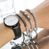 3pcs Hip Hop Bracelet Set CZ Moon Crown Charms Macrame Beads Bracelets