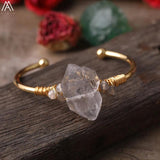 Copper Wire Herkimer Diamonds Quartz Point Labradorite Bangle Bracelets