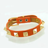 Punk Style Stainless Steel Rivet Bracelet - Adjustable Leather Bangle
