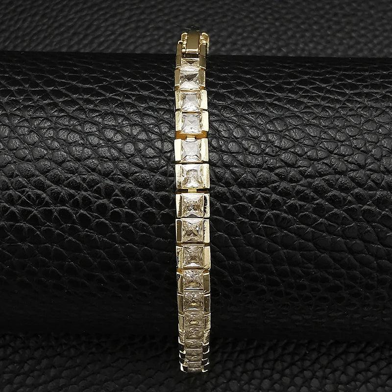 Princess Cut Zircon Stone Silver Bangle for Women Wedding Jewelry