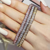Princess Cut Zircon Stone Silver Bangle for Women Wedding Jewelry