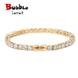 Men's Iced Zircon Tennis Chain Bracelet Hip hop Jewelry CZ Link 18.5cm