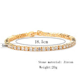 Men's Iced Zircon Tennis Chain Bracelet Hip hop Jewelry CZ Link 18.5cm