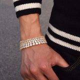 Men's Iced Zircon Tennis Chain Bracelet Hip hop Jewelry CZ Link 18.5cm