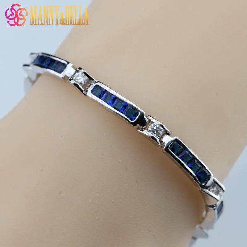 925 Cubic Zirconia Bridal Charm Bracelet Bangle 18+2.5CM