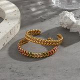 Stainless Steel Cuff Open Wheat Bangle Bracelet 10MM Dripping Oil Party Jewelry