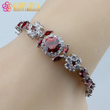Dubai Bridal Costume Jewelry Red Garnet Wedding Bracelet