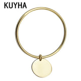 Custom Laser Logo Bracelet Round Charm Pendant Style Jewelry