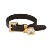Leather Bangle Bracelet CZ Adjustable Wristband Sport Jewellery Gift
