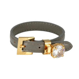 Leather Bangle Bracelet CZ Adjustable Wristband Sport Jewellery Gift
