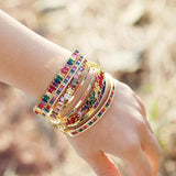Colorful Baguette CZ Bangle Bracelet Crystal Jewelry