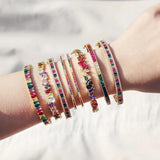 Colorful Baguette CZ Bangle Bracelet Crystal Jewelry
