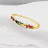 Colorful Baguette CZ Bangle Bracelet Crystal Jewelry