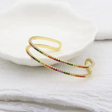 Colorful Baguette CZ Bangle Bracelet Crystal Jewelry