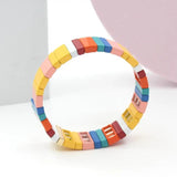 Enamel Geometric Rainbow Women's Bracelet Bangle Beaded Jewelry