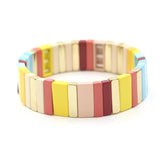 Enamel Geometric Rainbow Women's Bracelet Bangle Beaded Jewelry