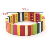 Enamel Geometric Rainbow Women's Bracelet Bangle Beaded Jewelry