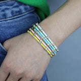 Colorful Summer Jewelry Pastel CZ Band Open Bangle For Women