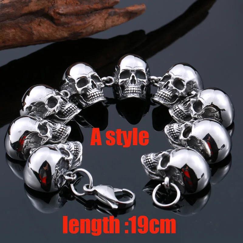 316L Stainless Steel Dragon Punk Skull Men's Bracelet LLBC8-036R
