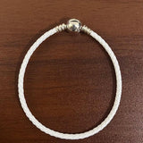 Women's S925 Silver Leather Bracelet Red Pink Charm Fit