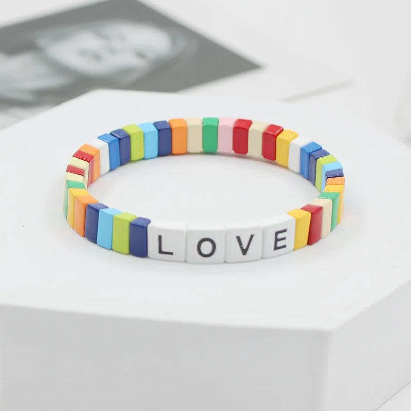 Bohemian Enamel Women's Bracelets - Letters Matching Bangle Jewelry