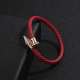 Colorful Nail Bracelet Bangle Leather Rope Weaving
