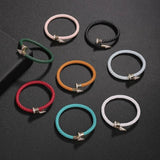 Colorful Nail Bracelet Bangle Leather Rope Weaving